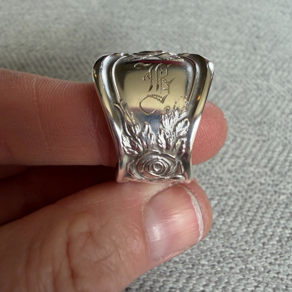 “B” Engraved Spoon Ring - Picture 10 of 13
